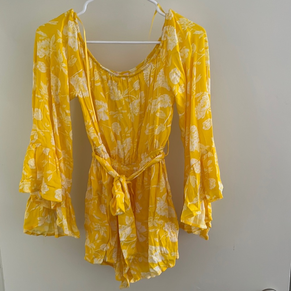 Pink Lily NWOT long sleeved yellow romper